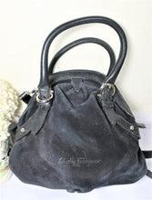 Load image into Gallery viewer, SALVATORE FERRAGAMO Small Black Suede Leather Hand SHoulder Bag