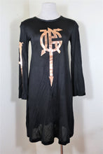 Load image into Gallery viewer, Vintage JPG GAULTIER Black Hip Hop Gold Logo Long Sleeve Viscose Dress Small XS 2 3 4
