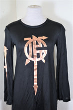 Load image into Gallery viewer, Vintage JPG GAULTIER Black Hip Hop Gold Logo Long Sleeve Viscose Dress Small XS 2 3 4