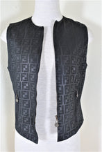 Load image into Gallery viewer, Vintage FENDI FF Logo Signature Black Zip Vest Blazer Jacket Small Medium 4 5 6