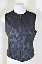 Load image into Gallery viewer, Vintage FENDI FF Logo Signature Black Zip Vest Blazer Jacket Small Medium 4 5 6