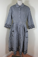 Load image into Gallery viewer, NWT MANOUSH Black White Plaid Embroidered Cotton Long Sleeve Dress M L 7 8 10