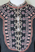 Load image into Gallery viewer, VILSHENKO Black Embroidered Long Sleeve SILK Blouse Top Shirt S M 4 5 6
