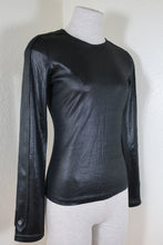 Load image into Gallery viewer, Vintage New GUCCI Black Liquid Wet Look Long Sleeve Shirt Top Blouse Small 2 3 4