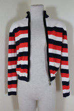Load image into Gallery viewer, LOUIS VUITTON Red Black Stripes Turtle Neck Wool Zip Sweater Cardigan Jacket XS Small 2 3 4