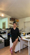 Load image into Gallery viewer, HERMES Black Wool Sides Slit Long Sleeve LIttle Black Dress sz 36 4 5 6 Small