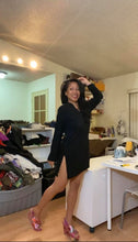 Load image into Gallery viewer, HERMES Black Wool Sides Slit Long Sleeve LIttle Black Dress sz 36 4 5 6 Small