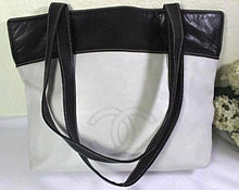 Load image into Gallery viewer, Vintage CHANEL White & Brown Leather Tote Shoulder Bag Italy