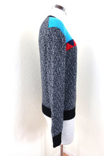 Load image into Gallery viewer, PRADA Black Blue Red Geometric Cashmere Wool Sweater Cardigan Top Small 38  4 6
