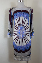 Load image into Gallery viewer, Vintage EMILIO PUCCI Blue Printed Long Sleeve Bodycon Mini Dress Small to M 42 6 7 8

