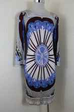 Load image into Gallery viewer, Vintage EMILIO PUCCI Blue Printed Long Sleeve Bodycon Mini Dress Small to M 42 6 7 8

