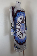 Load image into Gallery viewer, Vintage EMILIO PUCCI Blue Printed Long Sleeve Bodycon Mini Dress Small to M 42 6 7 8
