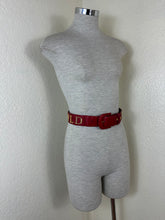 Load image into Gallery viewer, Vintage Karl Lagerfeld Red Leather Spell Out Logo Belt 70 28 Fan Charm France
