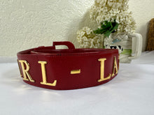 Load image into Gallery viewer, Vintage Karl Lagerfeld Red Leather Spell Out Logo Belt 70 28 Fan Charm France
