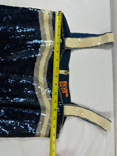 Load image into Gallery viewer, Tory Burch Edna Sequin Dress Navy Ivory Striped Shift Mini Small 0 2 4

