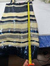 Load image into Gallery viewer, Tory Burch Edna Sequin Dress Navy Ivory Striped Shift Mini Small 0 2 4
