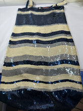 Load image into Gallery viewer, Tory Burch Edna Sequin Dress Navy Ivory Striped Shift Mini Small 0 2 4
