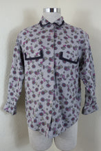 Load image into Gallery viewer, Vintage CHRISTIAN DIOR Sports Linen Floral Purple LS Button Top Blouse XS Small 0 2 4
