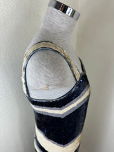 Load image into Gallery viewer, Tory Burch Edna Sequin Dress Navy Ivory Striped Shift Mini Small 0 2 4

