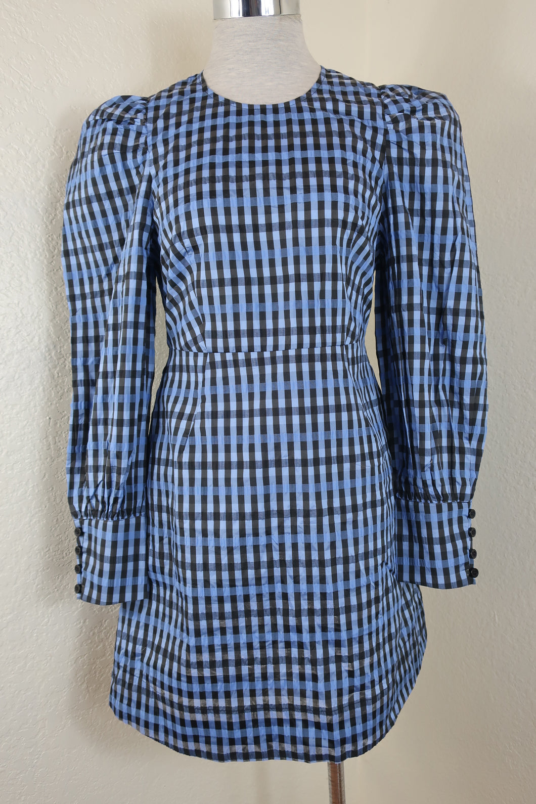 BAUM PFERDGARTEN Blue Black Plaid Long Sleeve Dress Small