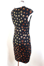 Load image into Gallery viewer, Alexander McQueen Swallow Bird Print Gold Black Bodycon Dress Small to M
