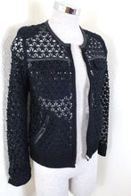 Load image into Gallery viewer, IRO Ostella Black Perforated W/ Leather Trim Bomber Jacket Zip XS Small 36 0 2 4

