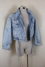 Load image into Gallery viewer, IRO Verona Blue Wash Denim Belted Jacket Cropped Cotton Jacket XS Small 36 0 2 4
