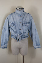 Load image into Gallery viewer, IRO Verona Blue Wash Denim Belted Jacket Cropped Cotton Jacket XS Small 36 0 2 4
