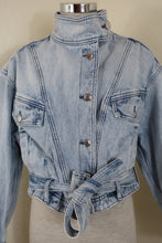 Load image into Gallery viewer, IRO Verona Blue Wash Denim Belted Jacket Cropped Cotton Jacket XS Small 36 0 2 4
