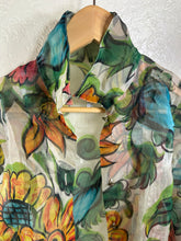 Load image into Gallery viewer, Vintage 90s Moschino Jeans Sheer Floral Pop Art Archive Blouse Shirt small Medium 4 6
