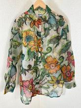 Load image into Gallery viewer, Vintage 90s Moschino Jeans Sheer Floral Pop Art Archive Blouse Shirt small Medium 4 6
