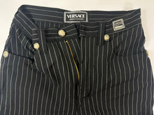 Load image into Gallery viewer, Vintage Versace Jeans Couture Black Pinstripe Trousers Pants Medusa Italy 28 42 Small
