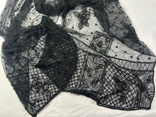Load image into Gallery viewer, Ralph Lauren Collection Purple Label Beaded Mesh Lace Scarf Shawl Black MINT
