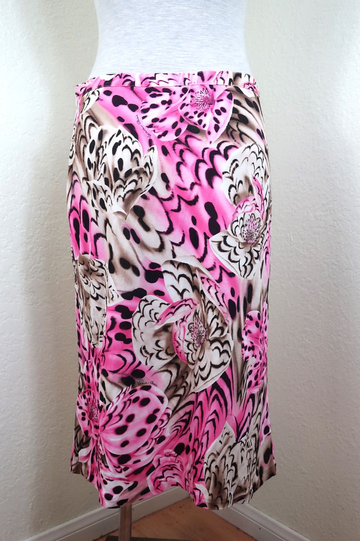 Vintage Gianni VERSACE Classic Bright Pink Leopard Pencil Skirt Medium 42 7 8