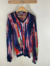 Load image into Gallery viewer, Versace Collection Heavy Abstract Brushstroke Knit V Neck Sweater Medium
