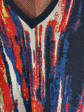 Load image into Gallery viewer, Versace Collection Heavy Abstract Brushstroke Knit V Neck Sweater Medium
