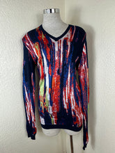 Load image into Gallery viewer, Versace Collection Heavy Abstract Brushstroke Knit V Neck Sweater Medium
