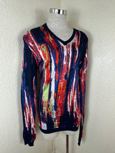 Load image into Gallery viewer, Versace Collection Heavy Abstract Brushstroke Knit V Neck Sweater Medium
