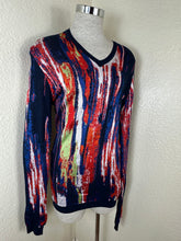 Load image into Gallery viewer, Versace Collection Heavy Abstract Brushstroke Knit V Neck Sweater Medium
