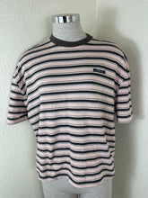 Load image into Gallery viewer, Prada Milano Brown Beige Horizontal Stripe Logo T-Shirt Size 38 XS S
