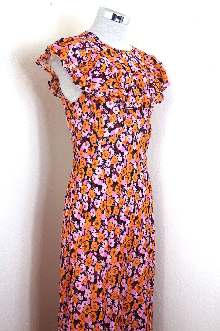 RIXO Floral Long Short Sleeve Summer Spring Maxi Dress Small 4 5 6