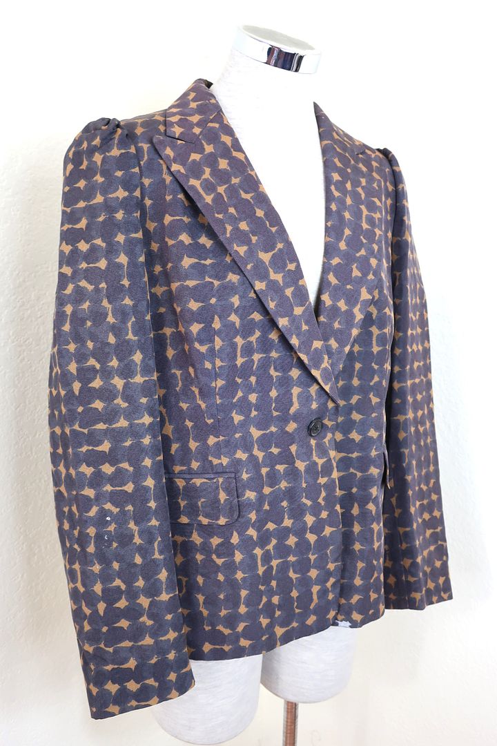 DRIES VAN NOTEN Silk ANimal Print Brown Blazer Jacket Medium sz 44 7 8 10