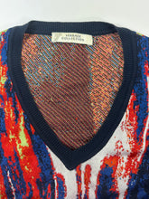 Load image into Gallery viewer, Versace Collection Heavy Abstract Brushstroke Knit V Neck Sweater Medium
