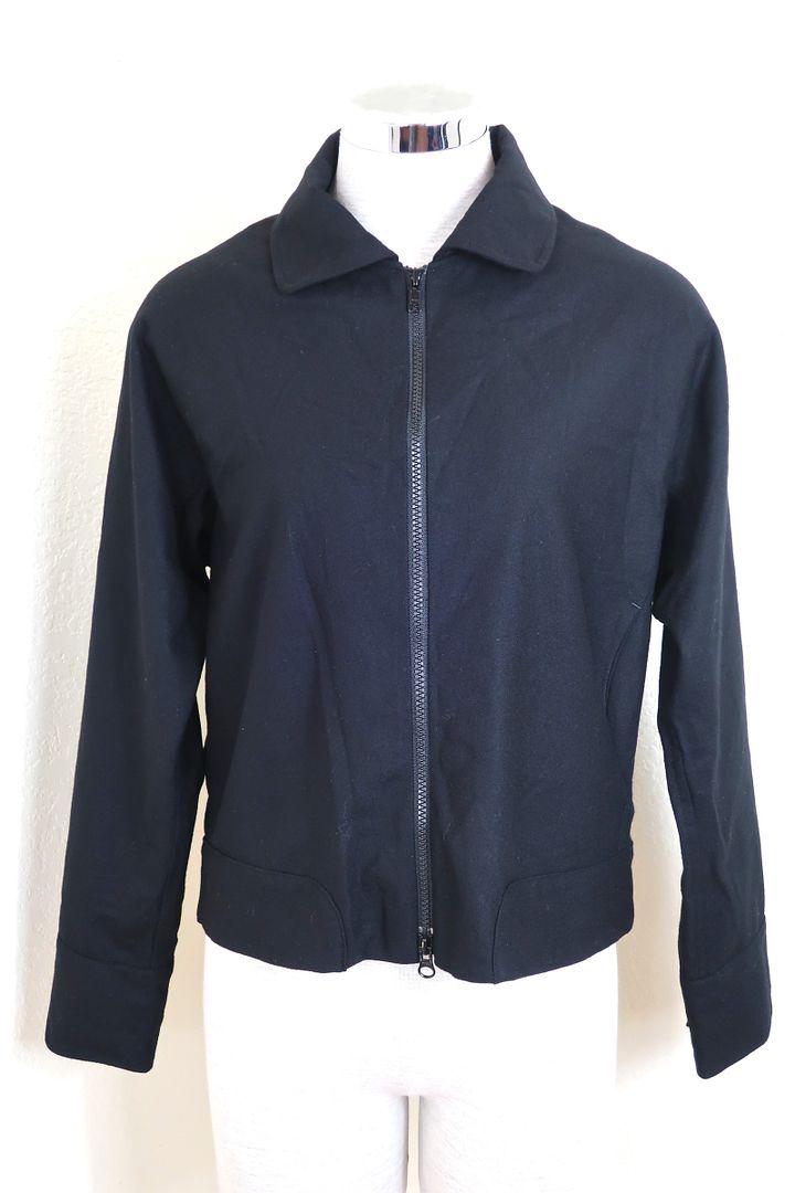 YOHJI YAMAMOTO Black Zip Front Wool Blazer Sweater Jacket