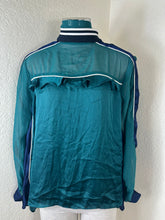 Load image into Gallery viewer, SACAI Sheer Ruffle Mock Neck Blouse Emerald Green Size 3 M Large
