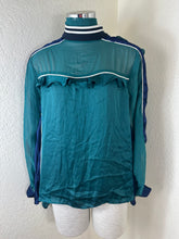 Load image into Gallery viewer, SACAI Sheer Ruffle Mock Neck Blouse Emerald Green Size 3 M Large
