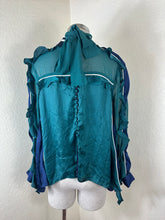Load image into Gallery viewer, SACAI Sheer Ruffle Mock Neck Blouse Emerald Green Size 3 M Large
