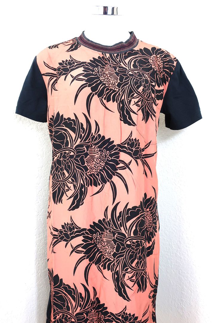 PRADA Floral Sunflower Two-Tone Short Sleeves Summer Silk Cotton Dress M Large 7 8 10