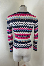 Load image into Gallery viewer, Vintage Missoni Italy Chevron Zigzag Knit Cardigan Fuchsia Navy IT 40 US 4 XS Small 2 4
