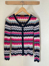 Load image into Gallery viewer, Vintage Missoni Italy Chevron Zigzag Knit Cardigan Fuchsia Navy IT 40 US 4 XS Small 2 4
